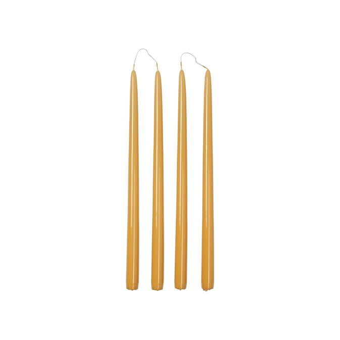 חבילת נרות צהוב חם מבריק SMOOTH TAPER