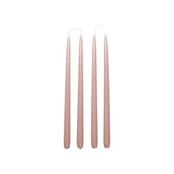 חבילת נרות ורדרד מבריק SMOOTH TAPER